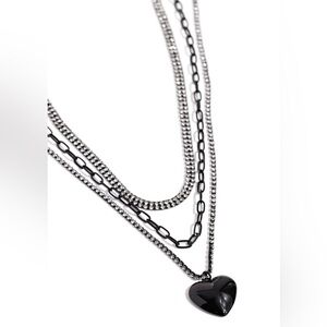 Layered Black & Silver Women's Necklace - Brand